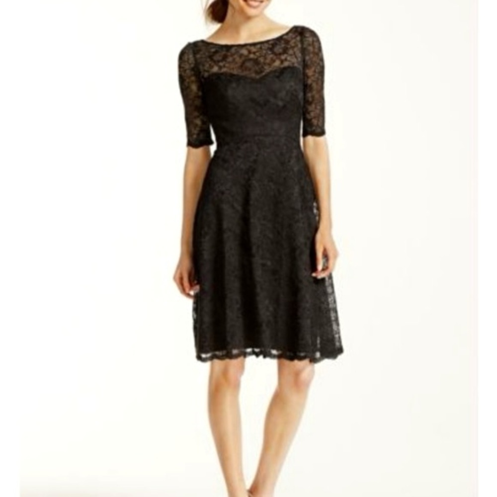 David’s Bridal Knee Length Lace 3/4 Sleeve Dress | 10